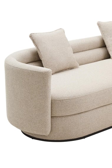 Oratino Ivory Linen 3 Seater Curved Sofa