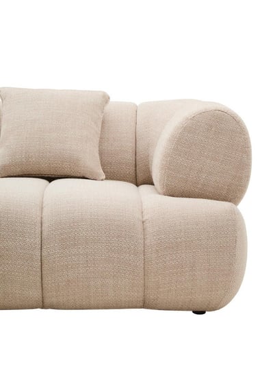 Ordona Cream Linen 3 Seater Curved Sofa