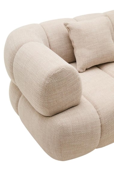 Ordona Cream Linen 3 Seater Curved Sofa