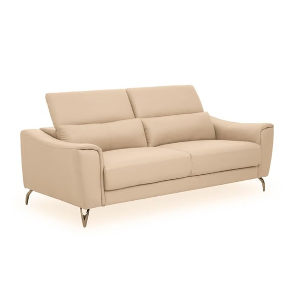 Padua 3 Seat Stone Leather Sofa with Adjustable Headrests
