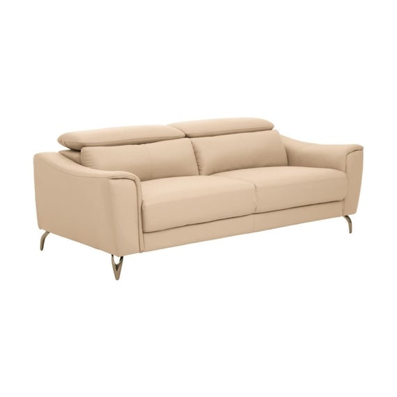 Padua 3 Seat Stone Leather Sofa with Adjustable Headrests