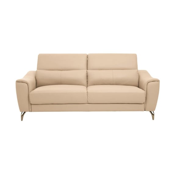 Padua 3 Seat Stone Leather Sofa with Adjustable Headrests