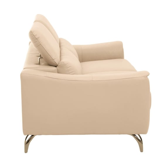 Padua 3 Seat Stone Leather Sofa with Adjustable Headrests