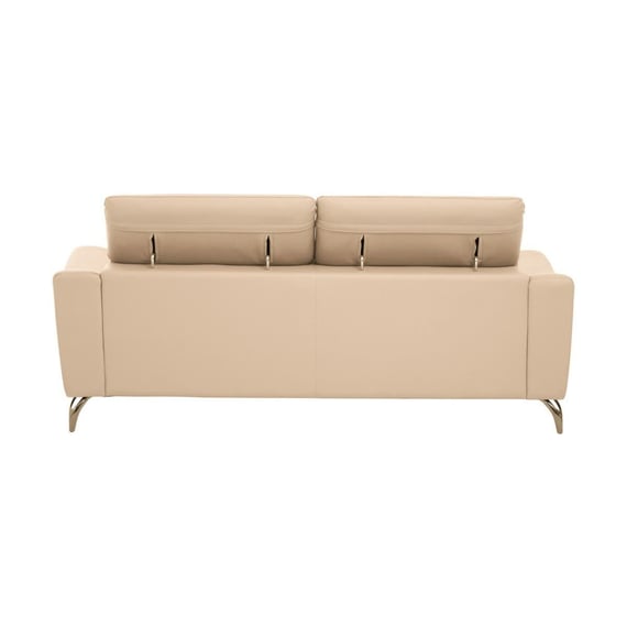 Padua 3 Seat Stone Leather Sofa with Adjustable Headrests