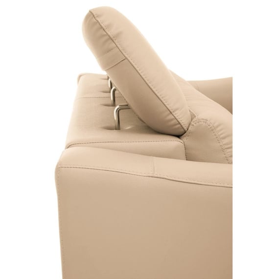 Padua 3 Seat Stone Leather Sofa with Adjustable Headrests