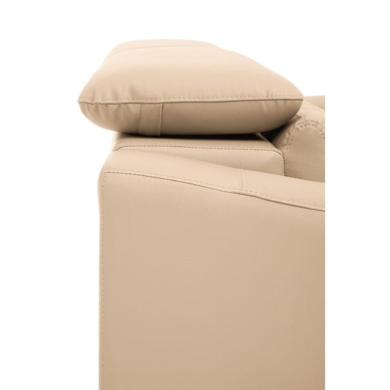 Padua 3 Seat Stone Leather Sofa with Adjustable Headrests
