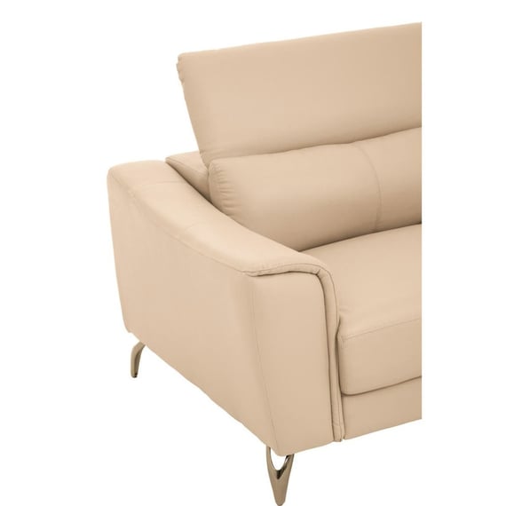 Padua 3 Seat Stone Leather Sofa with Adjustable Headrests