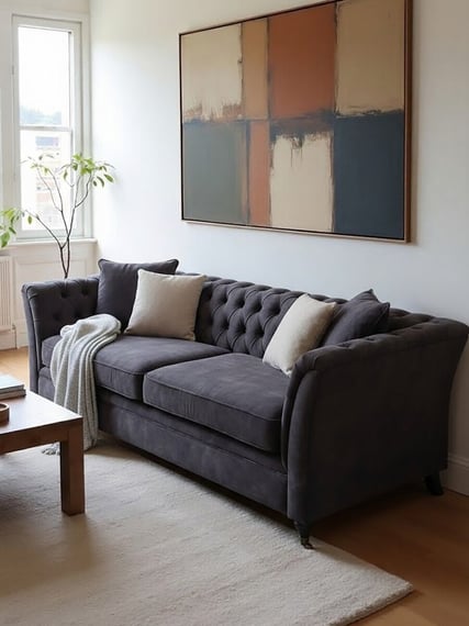 Sabrina Three Seat Grey Velvet Sofa