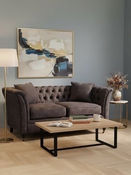 Sabrina Two Seat Grey Velvet Sofa