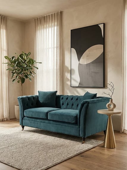 Sabrina Two Seat Midnight Velvet Sofa