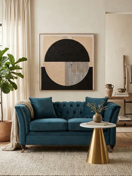 Sabrina Two Seat Midnight Velvet Sofa
