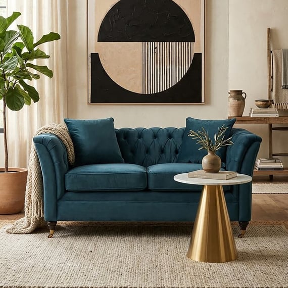 Sabrina Two Seat Midnight Velvet Sofa