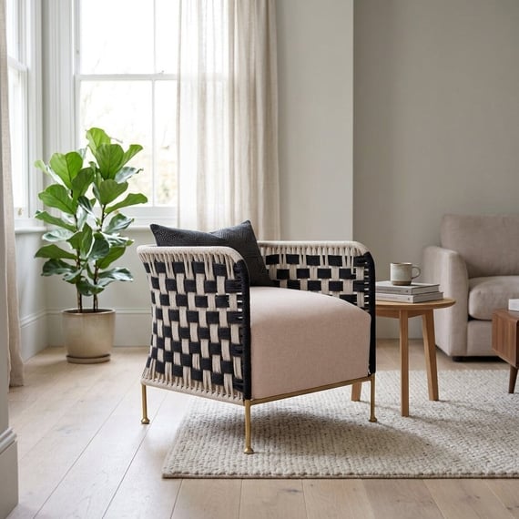 Satna Black And White Jute Chair