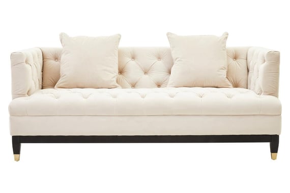 Sefira 2 Seat Ivory Fabric Modern Chesterfield Sofa