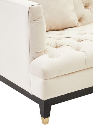 Sefira 2 Seat Ivory Fabric Modern Chesterfield Sofa