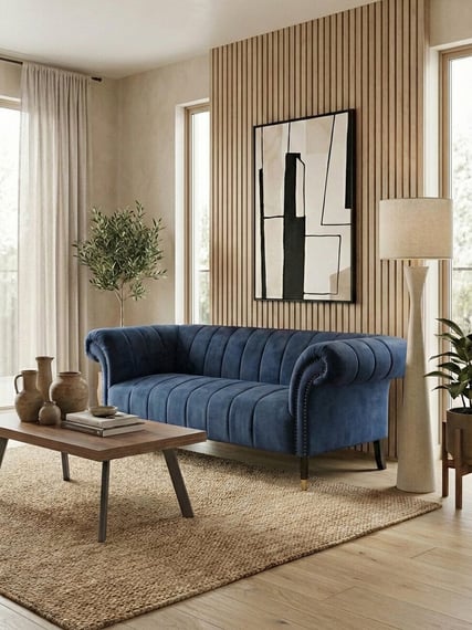 Siena Two Seat Midnight Blue Velvet Sofa