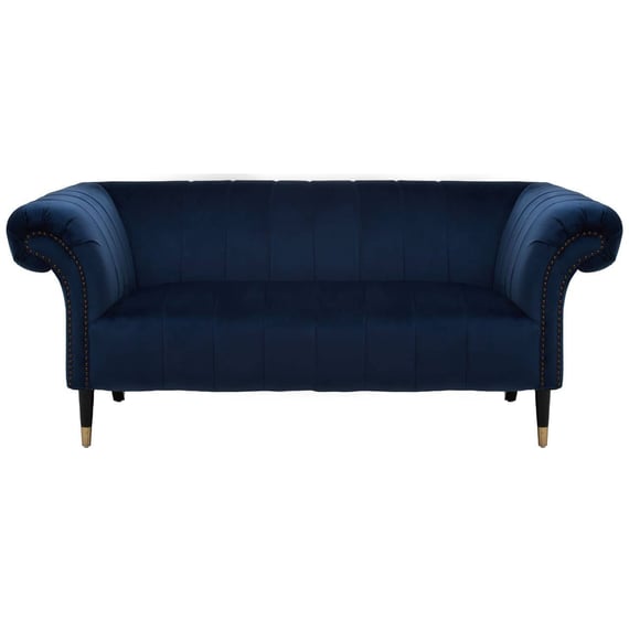 Siena Two Seat Midnight Blue Velvet Sofa