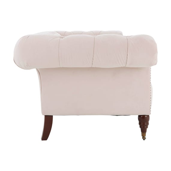 Suri 3 Seat Pale Pink Velvet Modern Chesterfield Sofa