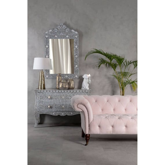 Suri 3 Seat Pale Pink Velvet Modern Chesterfield Sofa