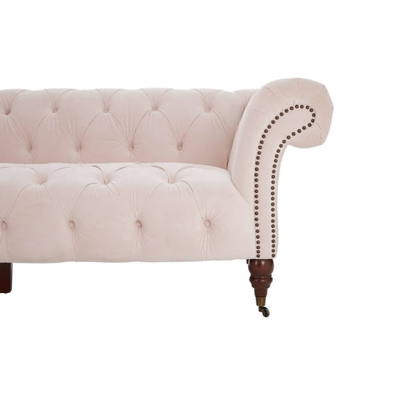 Suri 3 Seat Pale Pink Velvet Modern Chesterfield Sofa