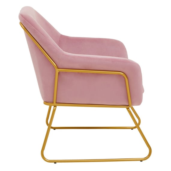 Xander Pink Velvet Modern Accent Chair witg Gold Frame