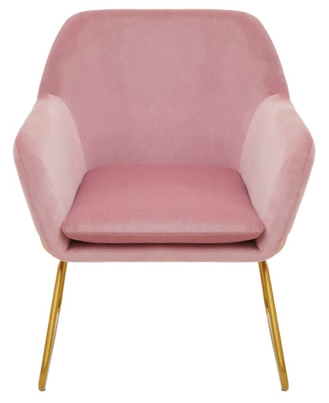 Xander Pink Velvet Modern Accent Chair witg Gold Frame