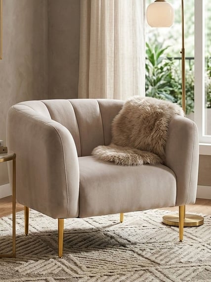 Yasmeen Silver Grey Velvet Armchair