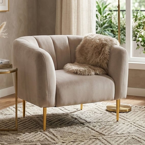 Yasmeen Silver Grey Velvet Armchair