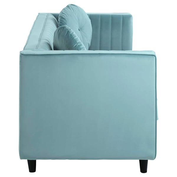 Farah three seater pastel green velvet sofa